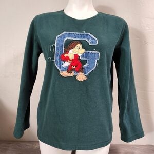 Disney Grumpy Green Top Fleece Embroidered Vintage Denim Snow White Seven Dwarfs